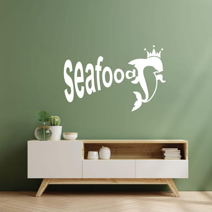 Vinyl Wall Decals Dolphin Crown Seafood Restaurant Ocean Animal Tattoo Culture