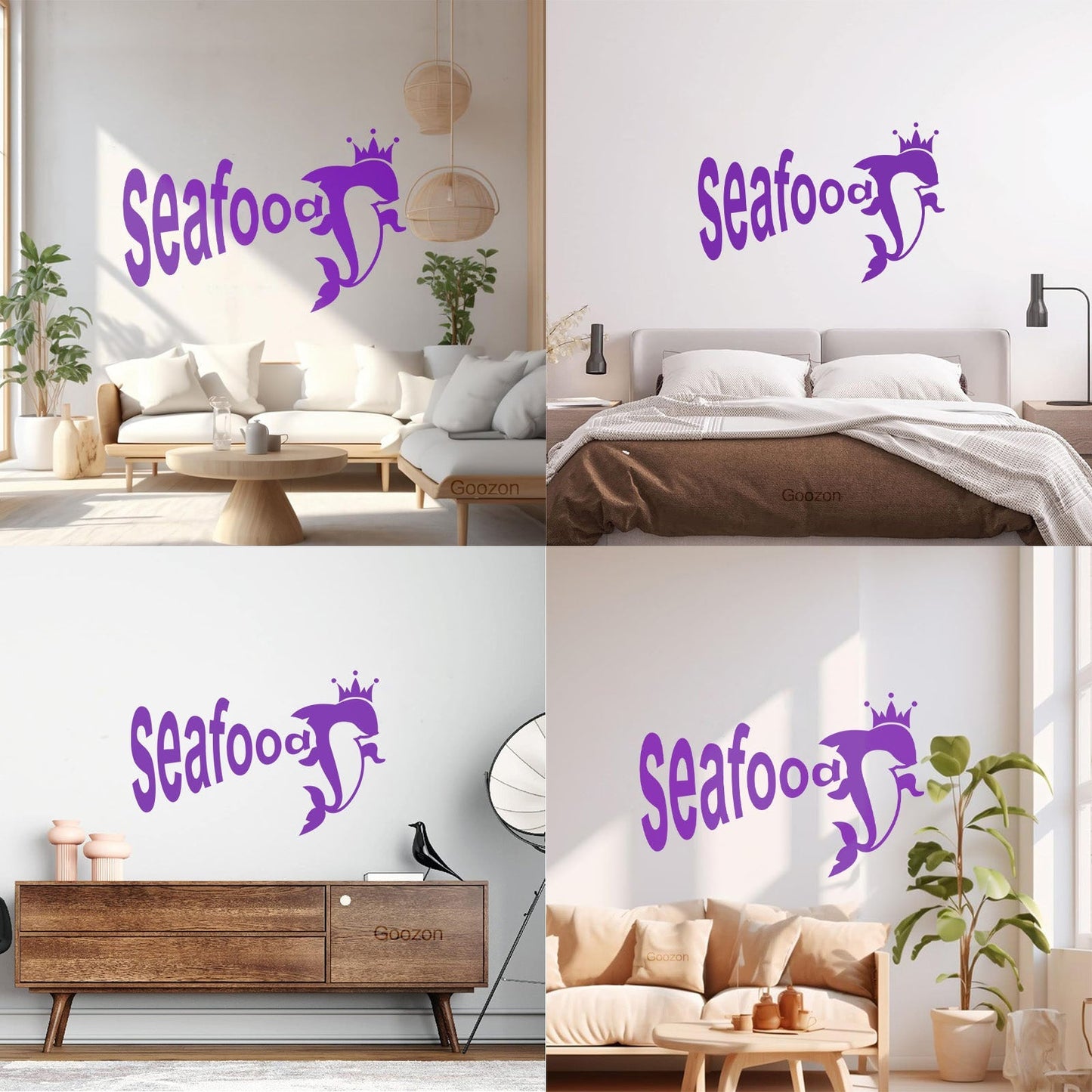 Vinyl Wall Decals Dolphin Crown Seafood Restaurant Ocean Animal Tattoo Culture