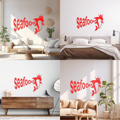 Vinyl Wall Decals Dolphin Crown Seafood Restaurant Ocean Animal Tattoo Culture