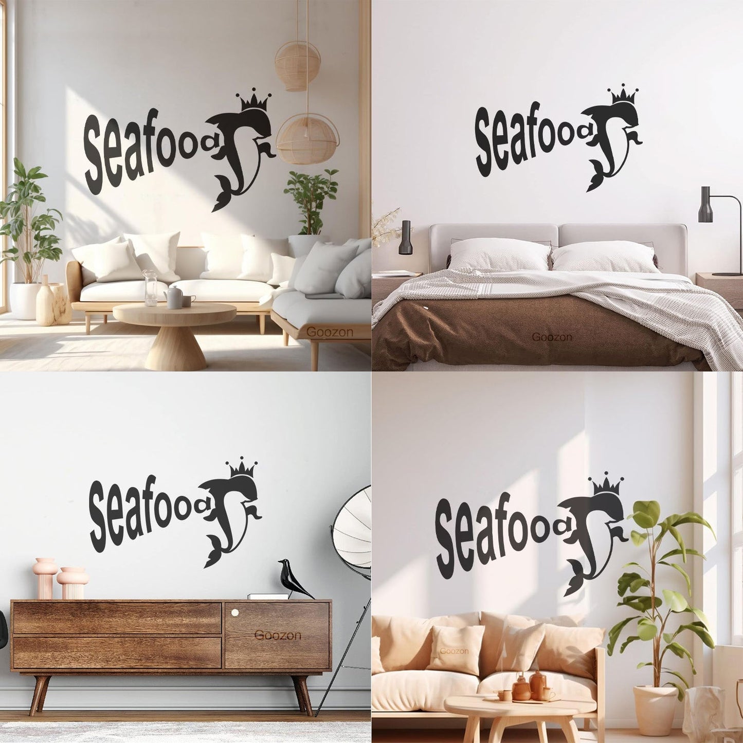 Vinyl Wall Decals Dolphin Crown Seafood Restaurant Ocean Animal Tattoo Culture