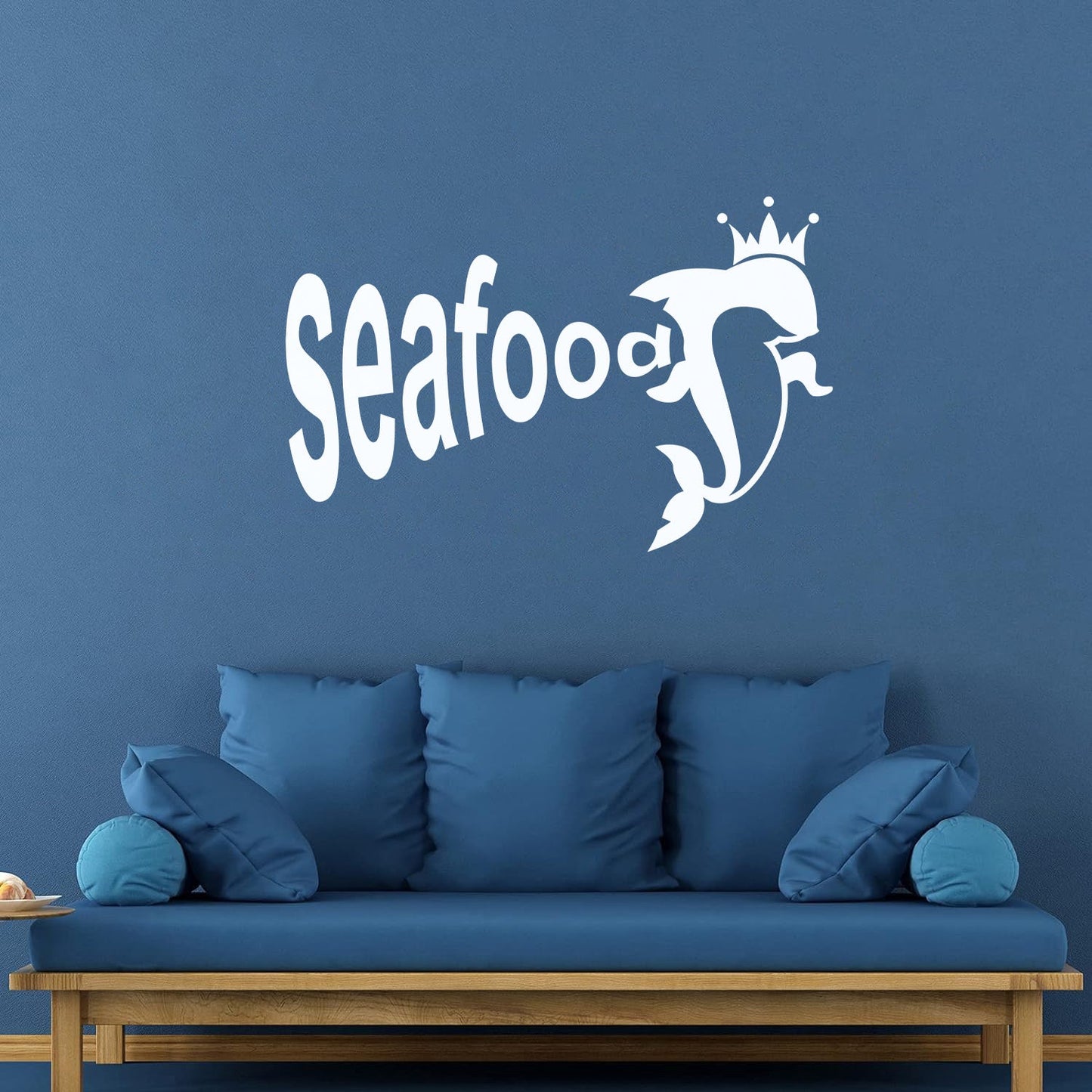 Vinyl Wall Decals Dolphin Crown Seafood Restaurant Ocean Animal Tattoo Culture
