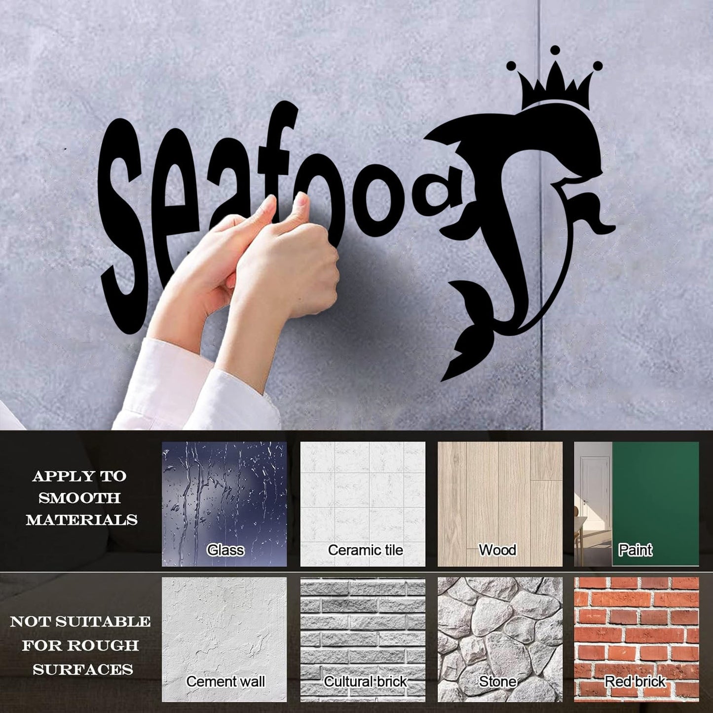 Vinyl Wall Decals Dolphin Crown Seafood Restaurant Ocean Animal Tattoo Culture