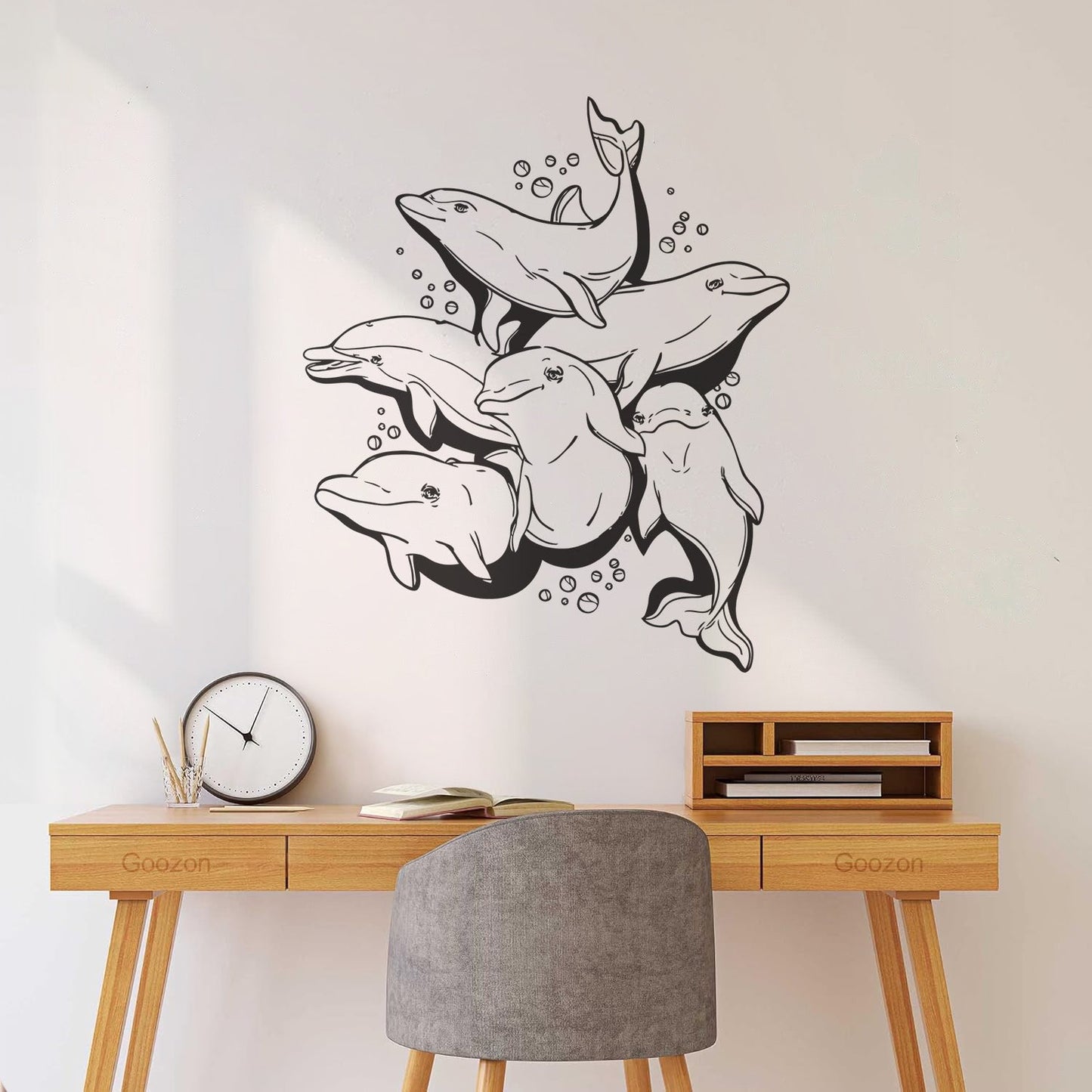 Engraving Decals Dolphins Marine Animal Ocean Sea Removable Without Leaving Glue