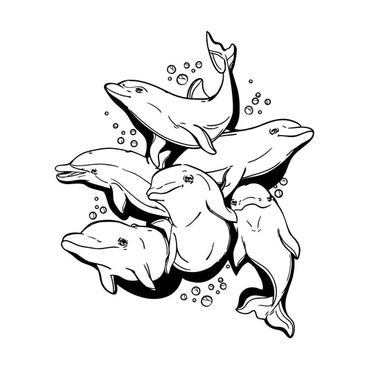 Engraving Decals Dolphins Marine Animal Ocean Sea Removable Without Leaving Glue