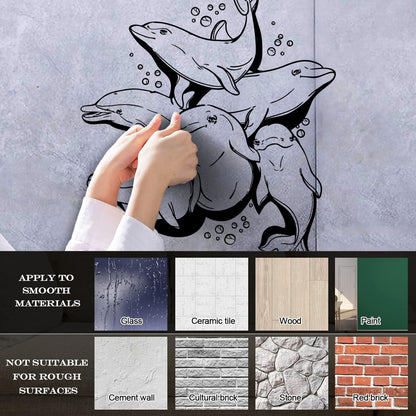 Engraving Decals Dolphins Marine Animal Ocean Sea Removable Without Leaving Glue