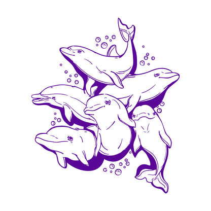 Engraving Decals Dolphins Marine Animal Ocean Sea Removable Without Leaving Glue