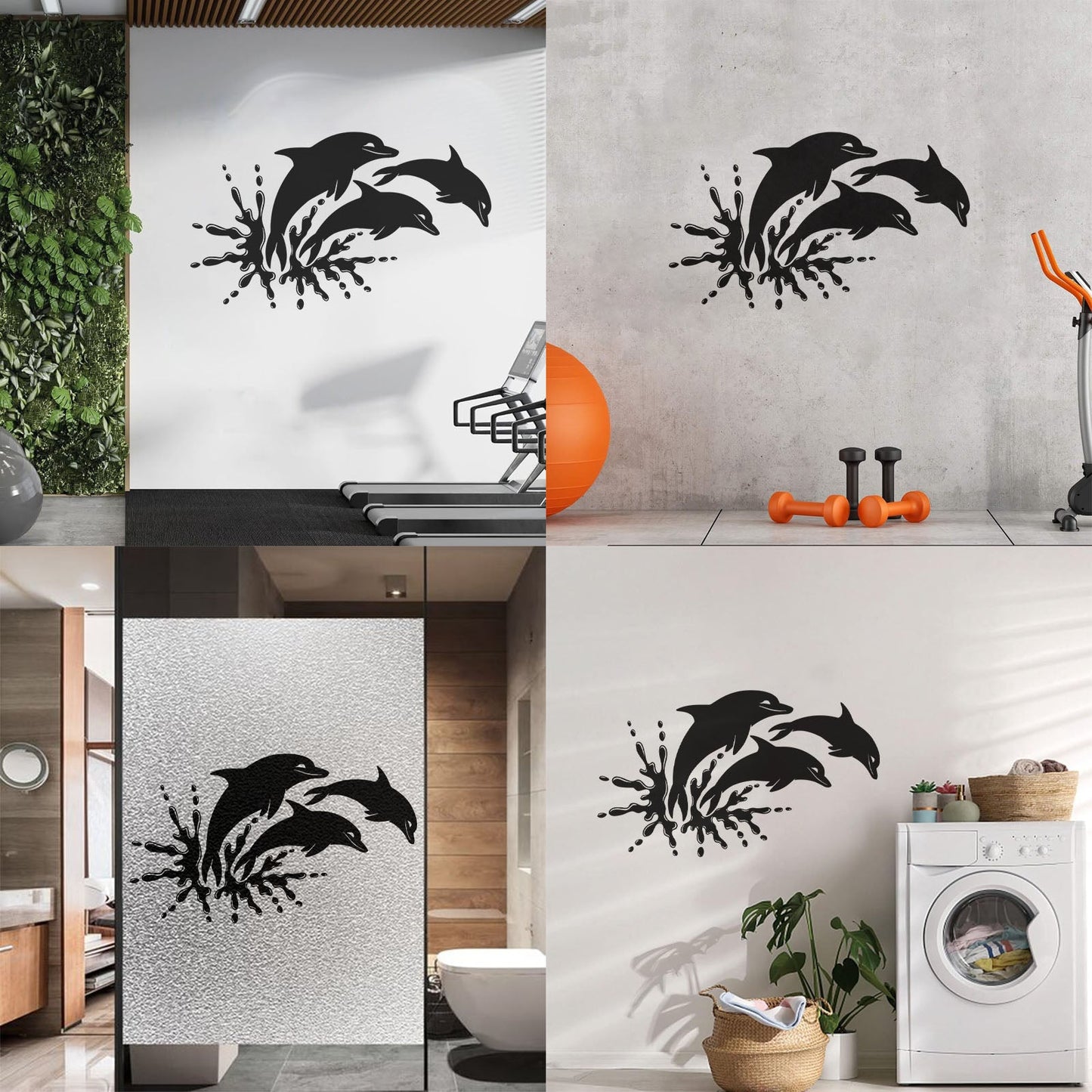 Mural And Wall Vinyl Decal Dolphins Marine Animals Ocean Self Adhesive