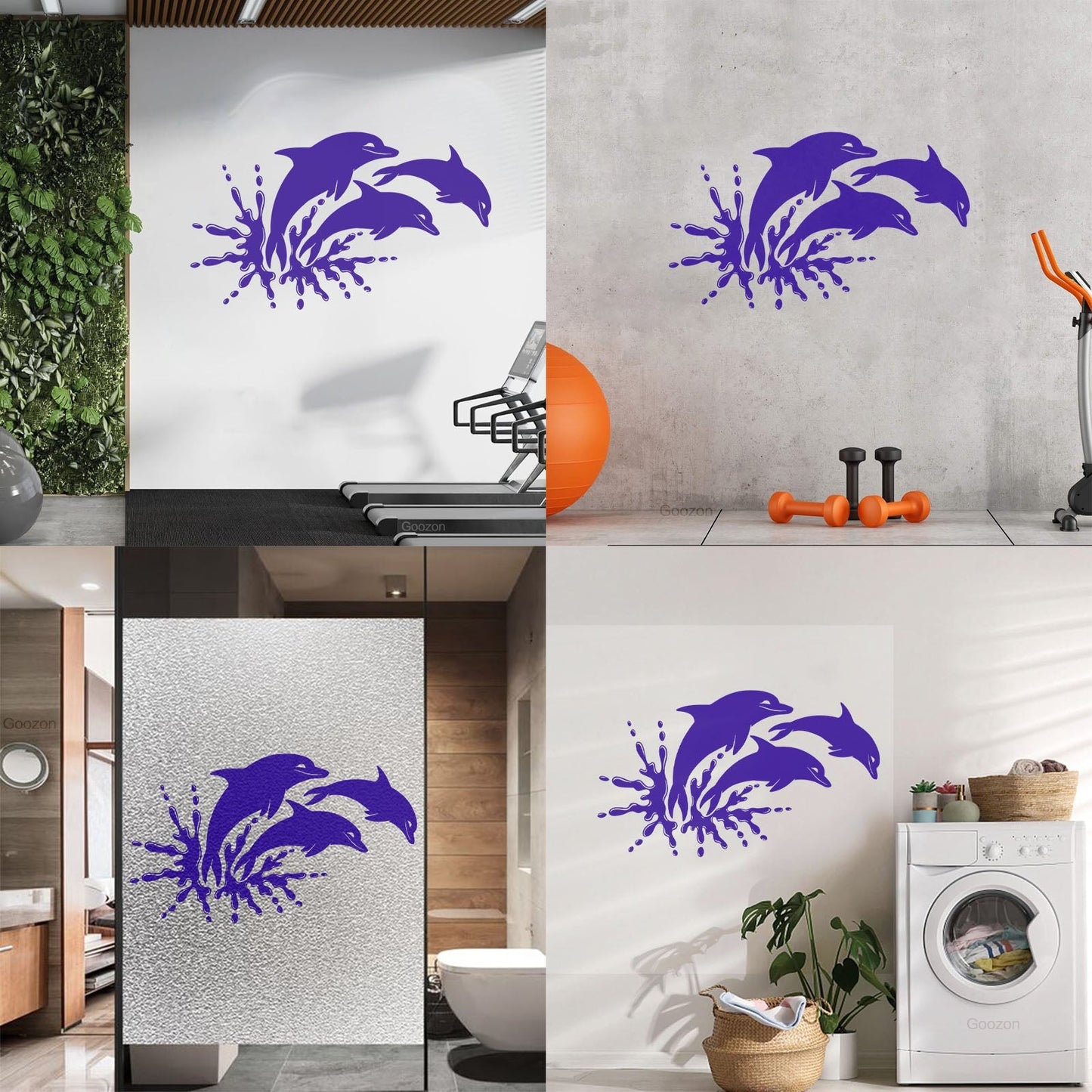 Mural And Wall Vinyl Decal Dolphins Marine Animals Ocean Self Adhesive