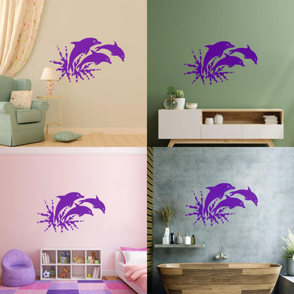 Mural And Wall Vinyl Decal Dolphins Marine Animals Ocean Self Adhesive