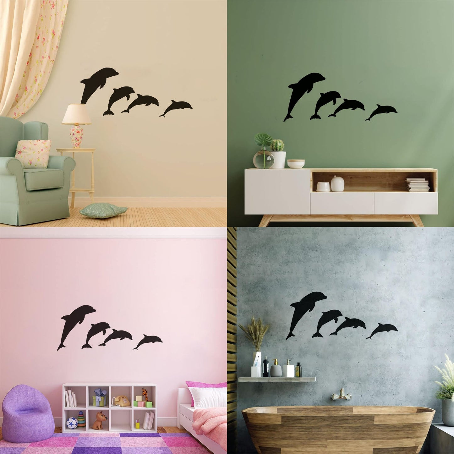 Dolphins Marine Ocean Animals Wall Stickers Paster Paper Do Not Damage The Wall Surface