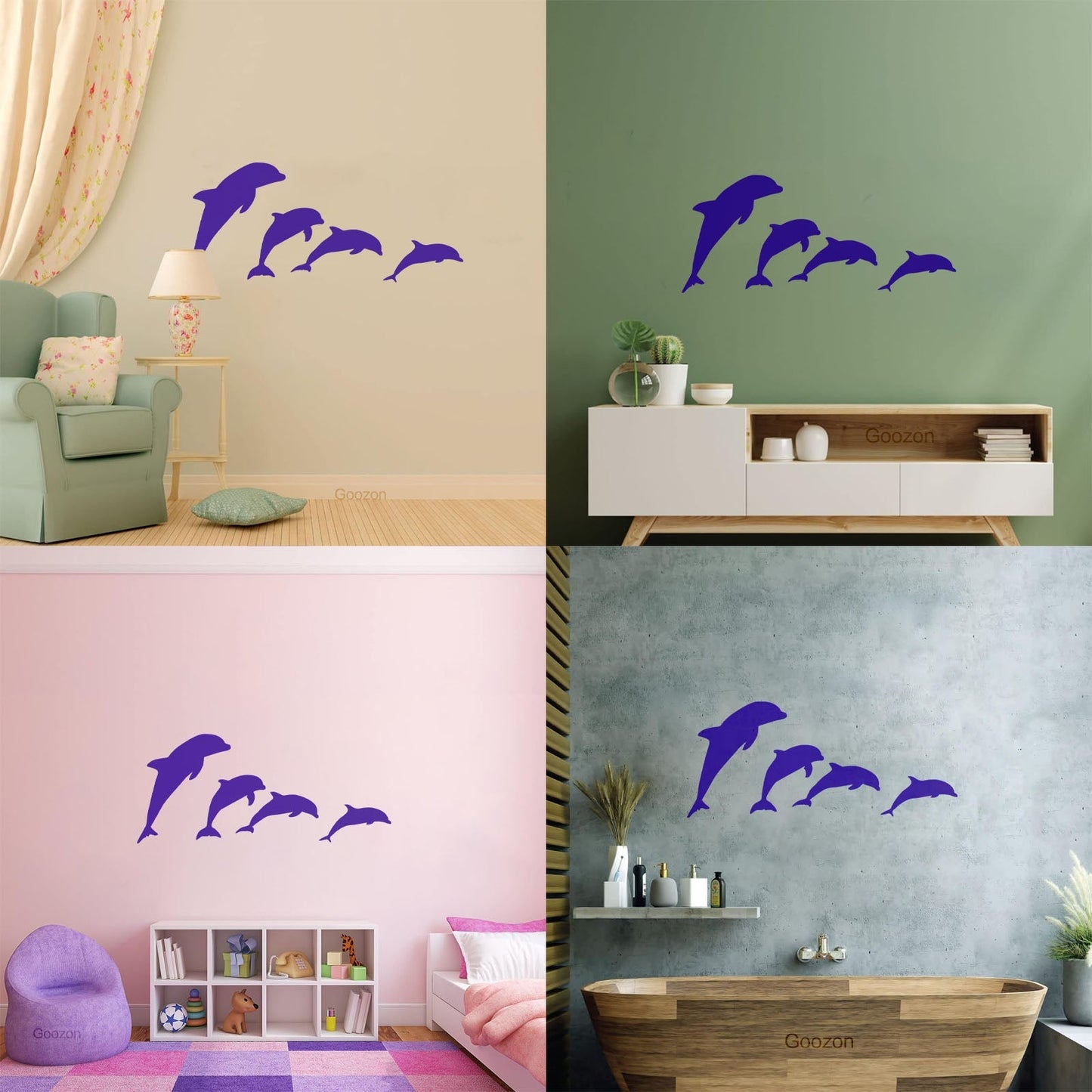 Dolphins Marine Ocean Animals Wall Stickers Paster Paper Do Not Damage The Wall Surface