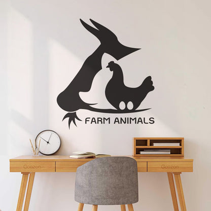 Farm Animal Cow Chicken Egg Pig Village Wall Decals Waterproof