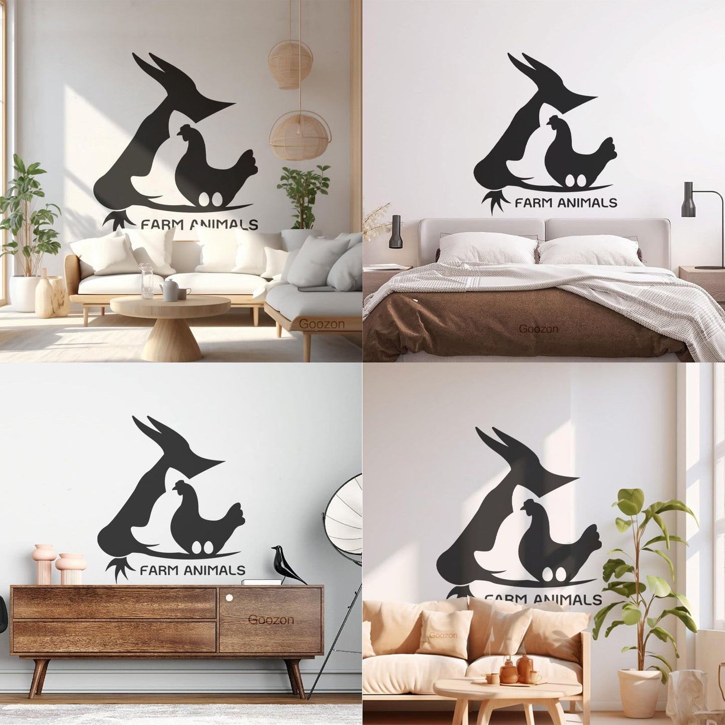 Farm Animal Cow Chicken Egg Pig Village Wall Decals Waterproof
