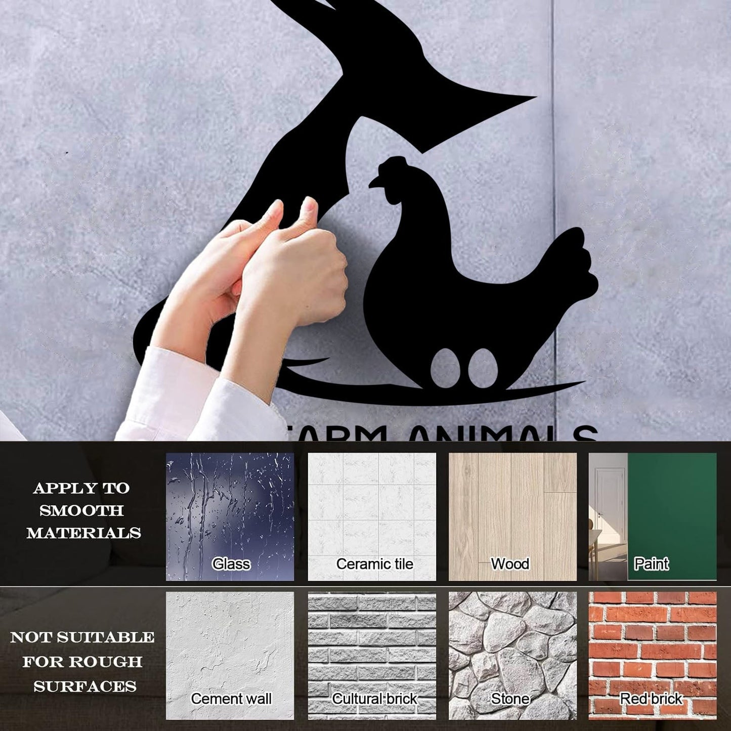 Farm Animal Cow Chicken Egg Pig Village Wall Decals Waterproof