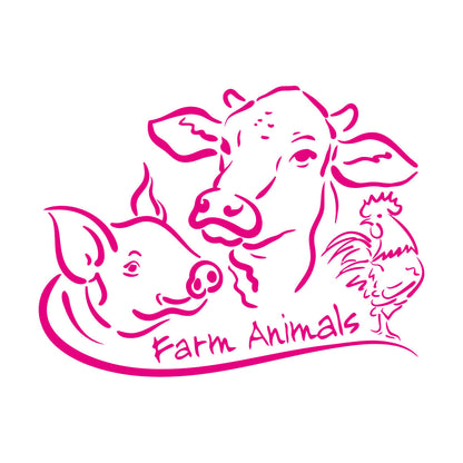 Vinyl Wall Decals Farm Animals Cow Pig Cock Farmer Meat It Won'T Fall Off