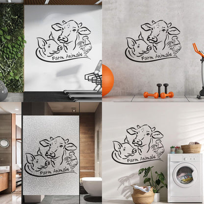 Vinyl Wall Decals Farm Animals Cow Pig Cock Farmer Meat It Won'T Fall Off