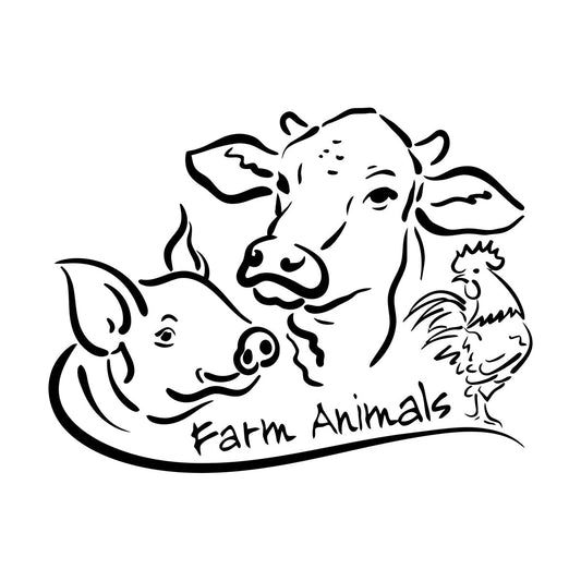 Vinyl Wall Decals Farm Animals Cow Pig Cock Farmer Meat It Won'T Fall Off