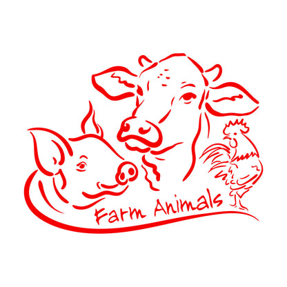 Vinyl Wall Decals Farm Animals Cow Pig Cock Farmer Meat It Won'T Fall Off