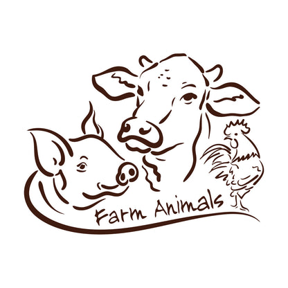 Vinyl Wall Decals Farm Animals Cow Pig Cock Farmer Meat It Won'T Fall Off