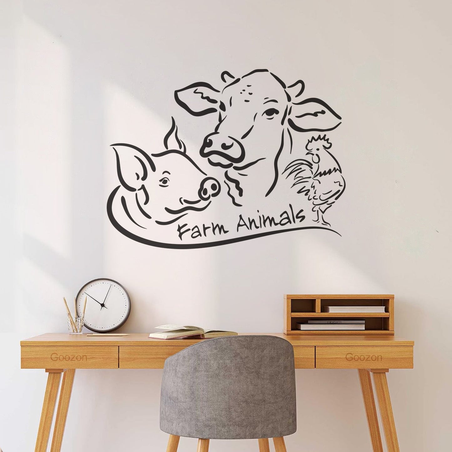 Vinyl Wall Decals Farm Animals Cow Pig Cock Farmer Meat It Won'T Fall Off