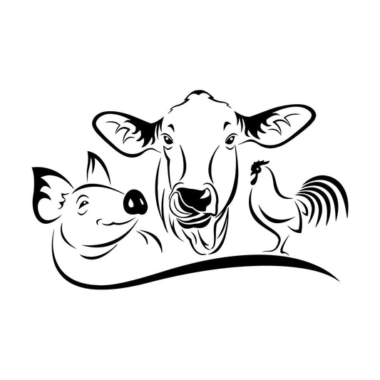 Engraving Decals Farm Animals Cow Pig Rooster House Pets Personalized Customization