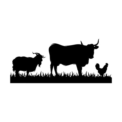 Mural And Wall Vinyl Decal Farm Animals Cow Rooster Goat Village Can Modify And Add Information