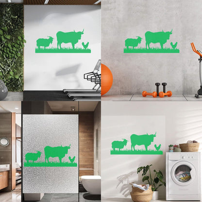 Mural And Wall Vinyl Decal Farm Animals Cow Rooster Goat Village Can Modify And Add Information