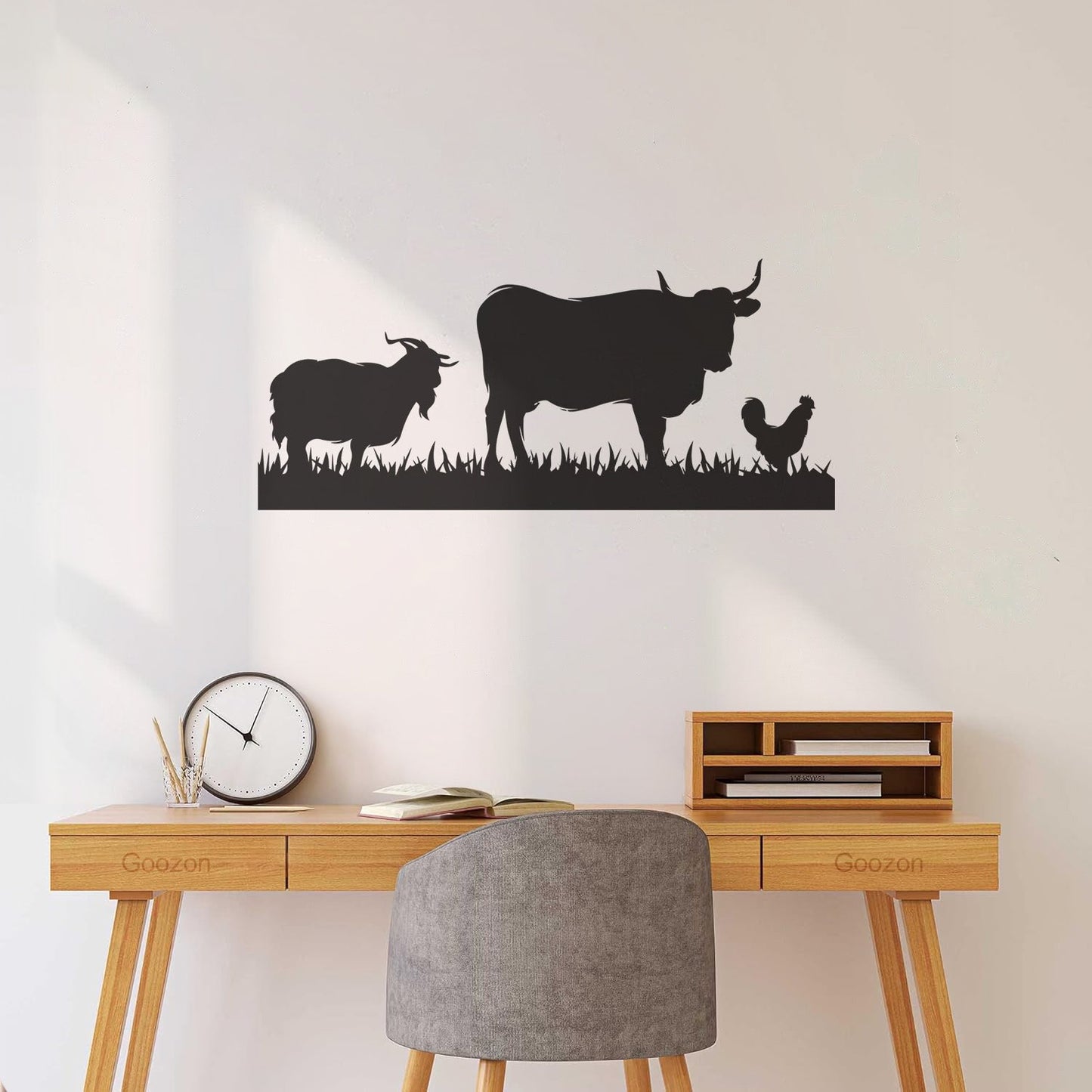 Mural And Wall Vinyl Decal Farm Animals Cow Rooster Goat Village Can Modify And Add Information