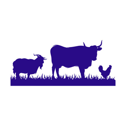 Mural And Wall Vinyl Decal Farm Animals Cow Rooster Goat Village Can Modify And Add Information