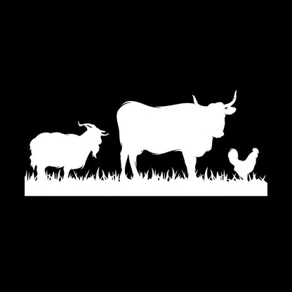 Mural And Wall Vinyl Decal Farm Animals Cow Rooster Goat Village Can Modify And Add Information