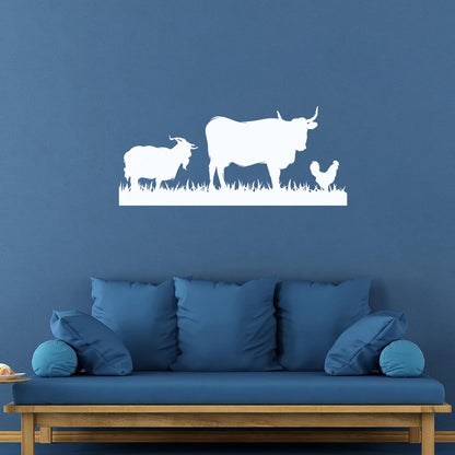 Mural And Wall Vinyl Decal Farm Animals Cow Rooster Goat Village Can Modify And Add Information