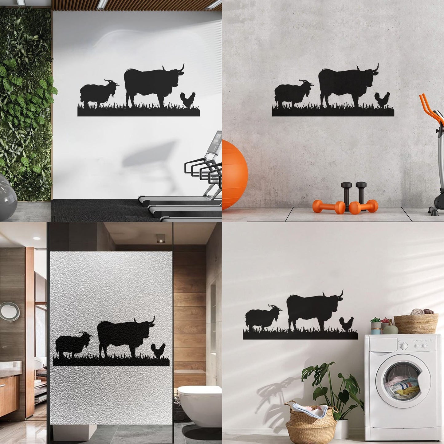 Mural And Wall Vinyl Decal Farm Animals Cow Rooster Goat Village Can Modify And Add Information