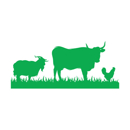 Mural And Wall Vinyl Decal Farm Animals Cow Rooster Goat Village Can Modify And Add Information