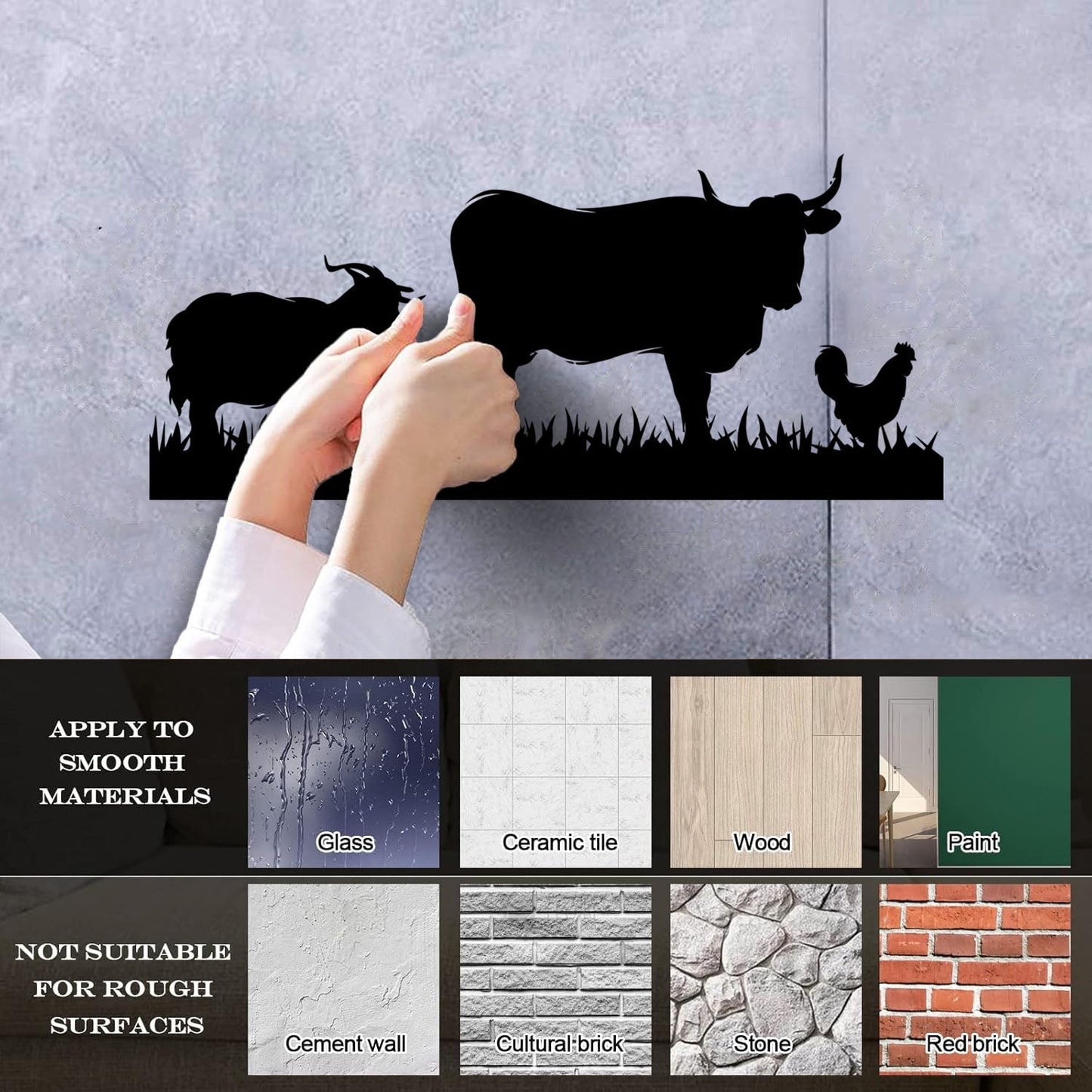 Mural And Wall Vinyl Decal Farm Animals Cow Rooster Goat Village Can Modify And Add Information