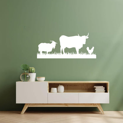 Mural And Wall Vinyl Decal Farm Animals Cow Rooster Goat Village Can Modify And Add Information
