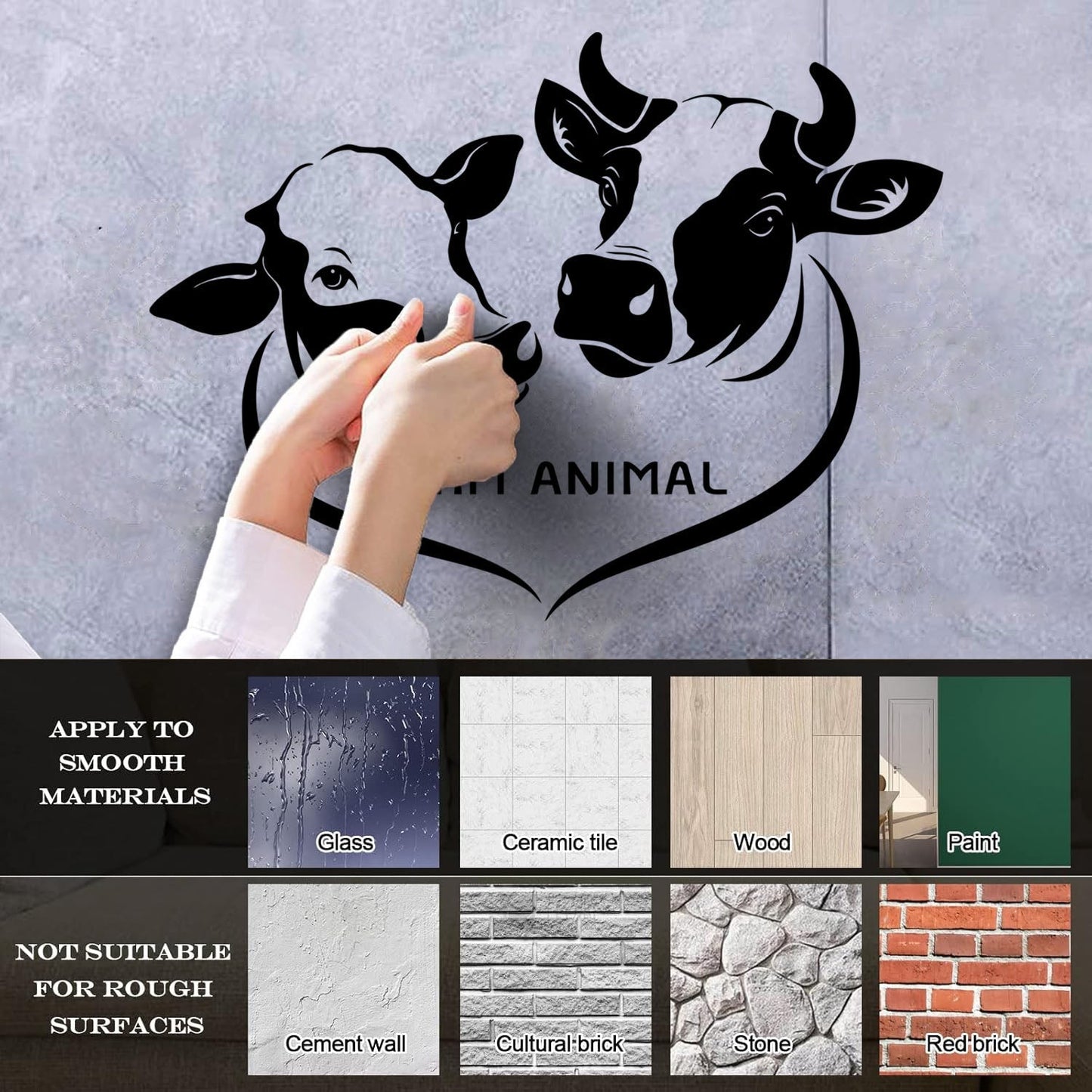Wall Stickers Paster Paper Farm Animals Cows Butcher Shop Meat Restaurant Logo Art Decoration