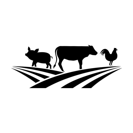 Farm Animals Silhouette Rooster Pig Cow Wall Stickers Window Decals