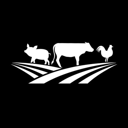 Farm Animals Silhouette Rooster Pig Cow Wall Stickers Window Decals