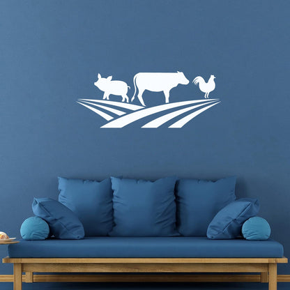 Farm Animals Silhouette Rooster Pig Cow Wall Stickers Window Decals