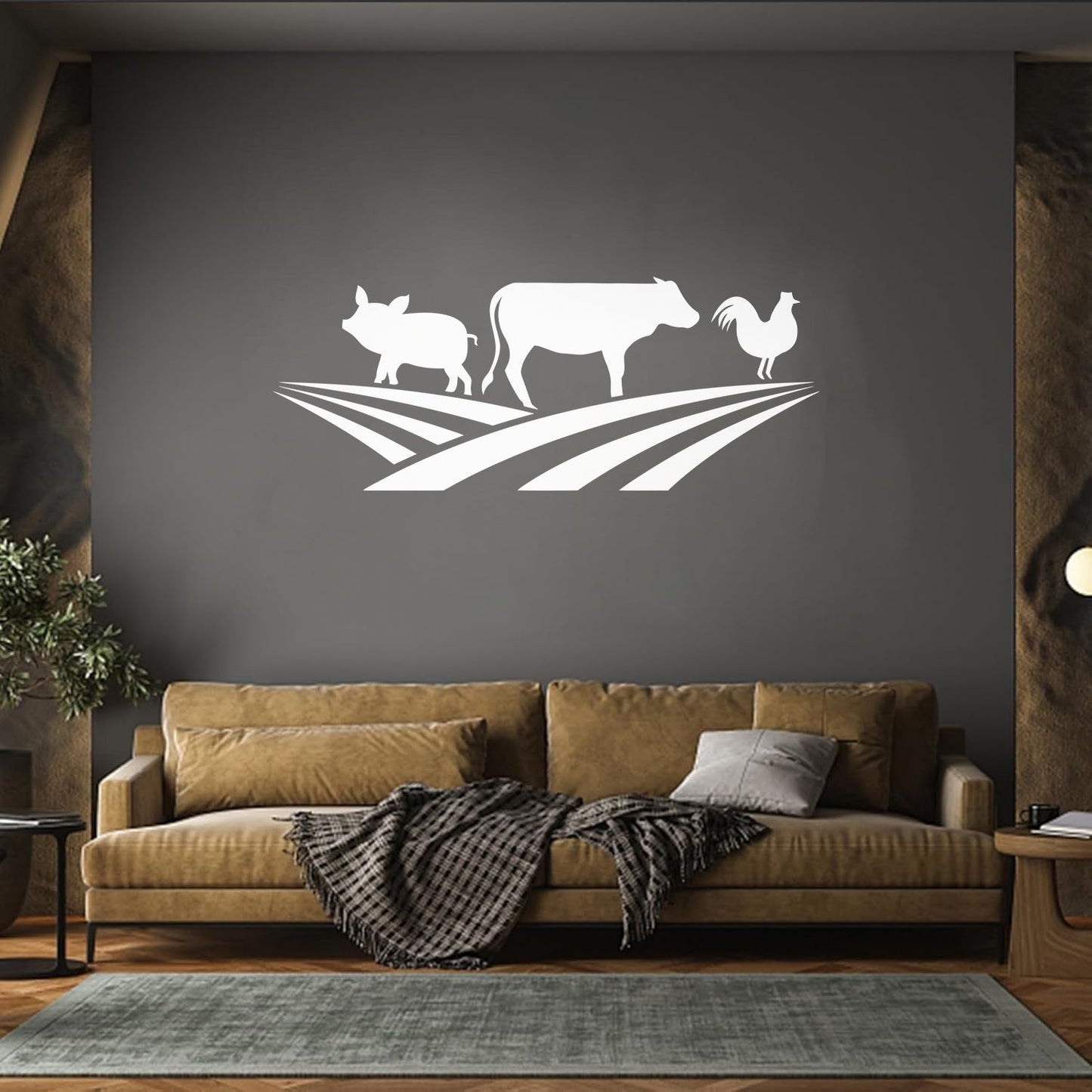 Farm Animals Silhouette Rooster Pig Cow Wall Stickers Window Decals