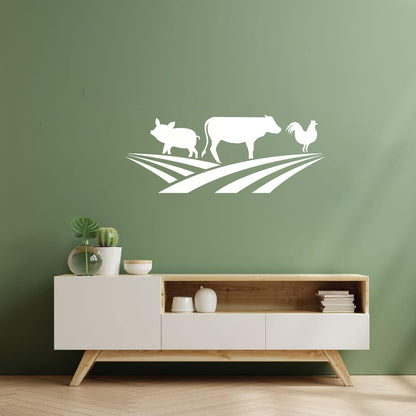 Farm Animals Silhouette Rooster Pig Cow Wall Stickers Window Decals