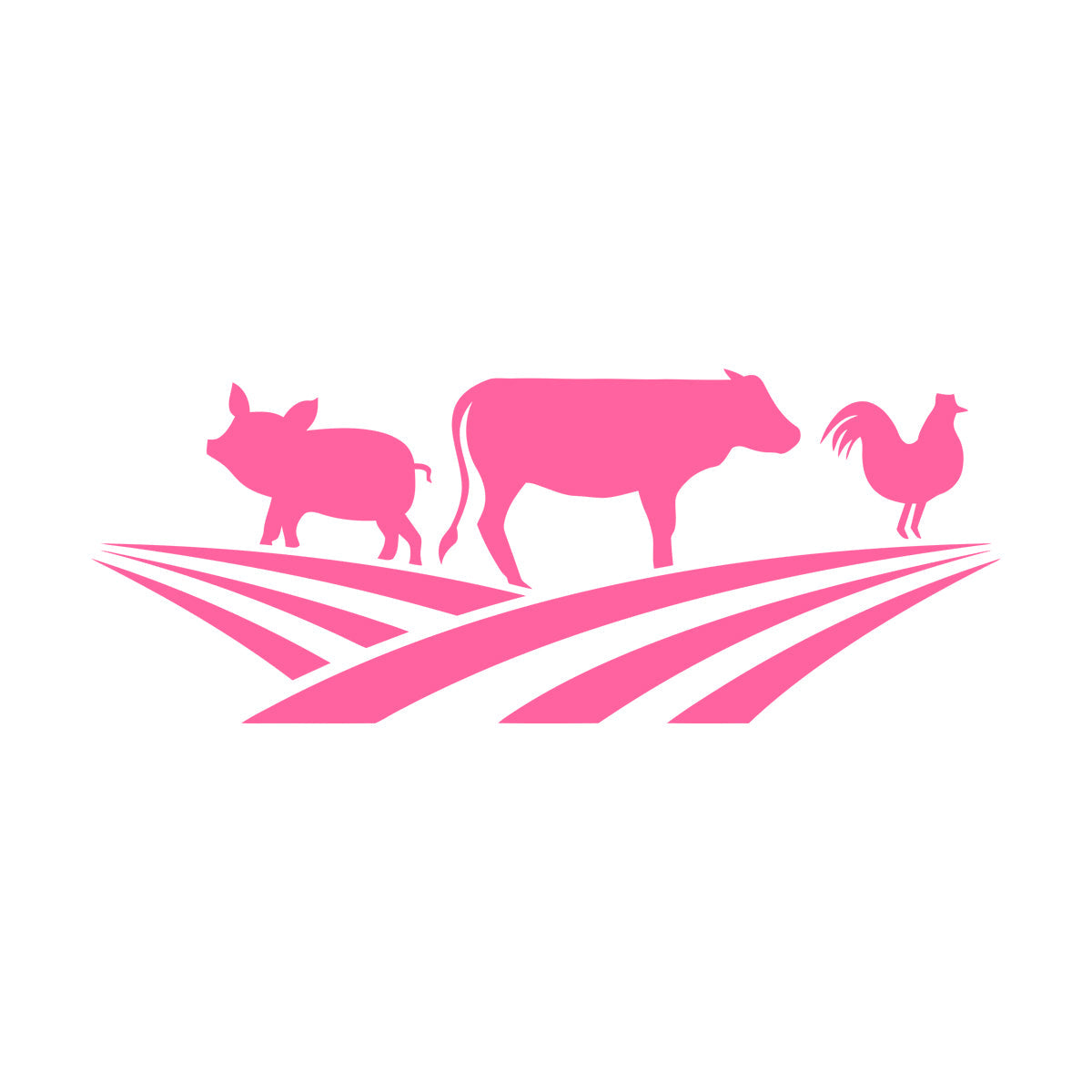 Farm Animals Silhouette Rooster Pig Cow Wall Stickers Window Decals