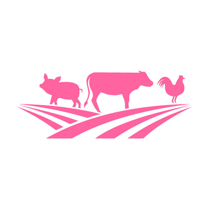 Farm Animals Silhouette Rooster Pig Cow Wall Stickers Window Decals