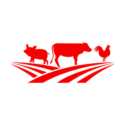 Farm Animals Silhouette Rooster Pig Cow Wall Stickers Window Decals