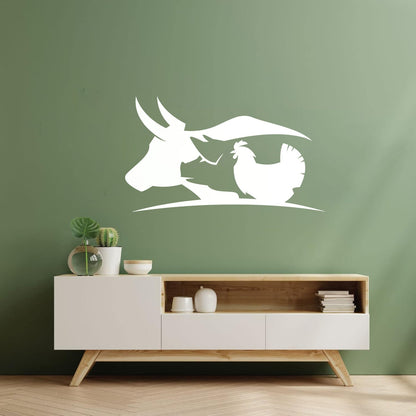 Fine Carving Decals Farm Animals Village Cow Pig Chicken Butcher Glass Stickers