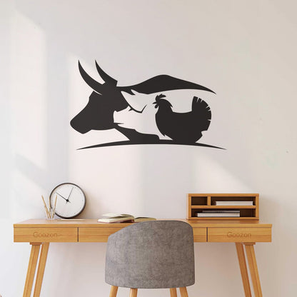 Fine Carving Decals Farm Animals Village Cow Pig Chicken Butcher Glass Stickers