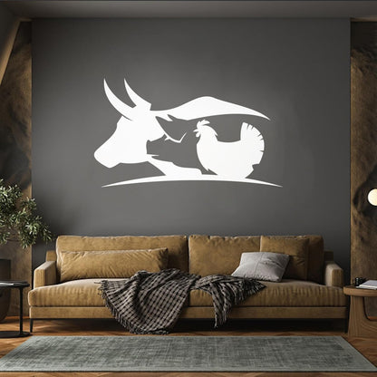 Fine Carving Decals Farm Animals Village Cow Pig Chicken Butcher Glass Stickers