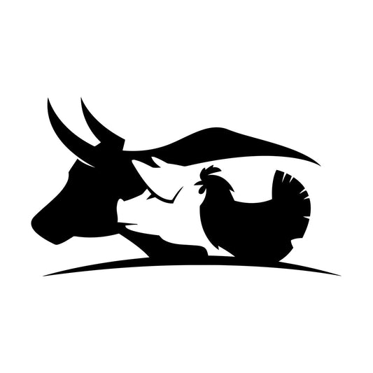 Fine Carving Decals Farm Animals Village Cow Pig Chicken Butcher Glass Stickers