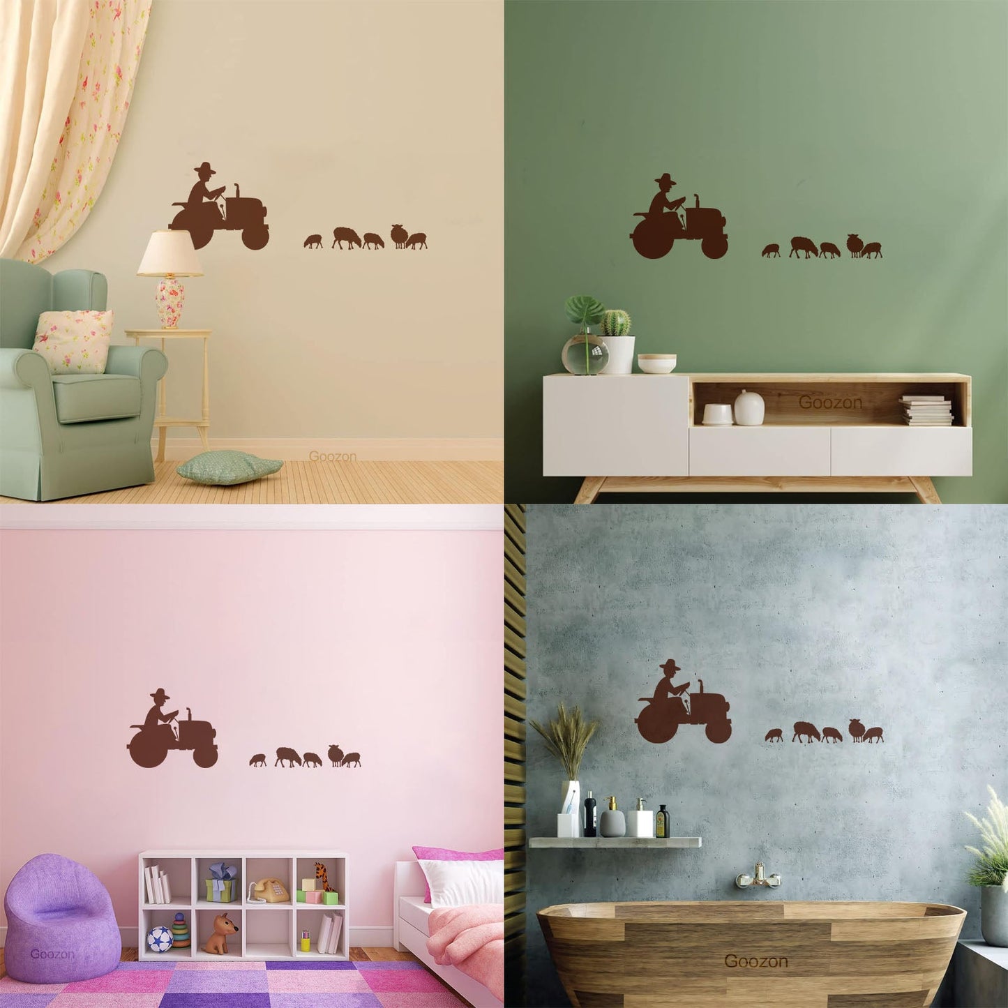 Wall Decals Pvc Farmer Tractor Animals She Farm Self Adhesive