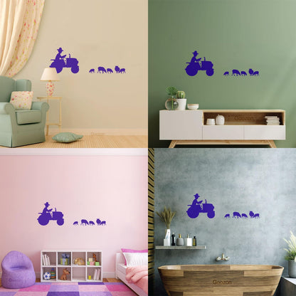 Wall Decals Pvc Farmer Tractor Animals She Farm Self Adhesive